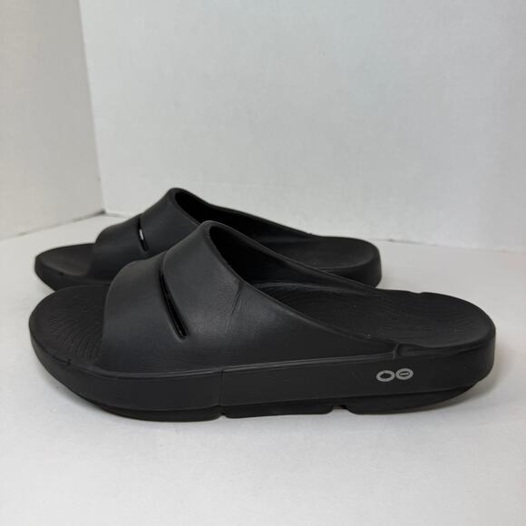 OOFOS OOahh Recovery Slide Sandals Black Size Men's 7 Women's 9 - Picture 1 of 7